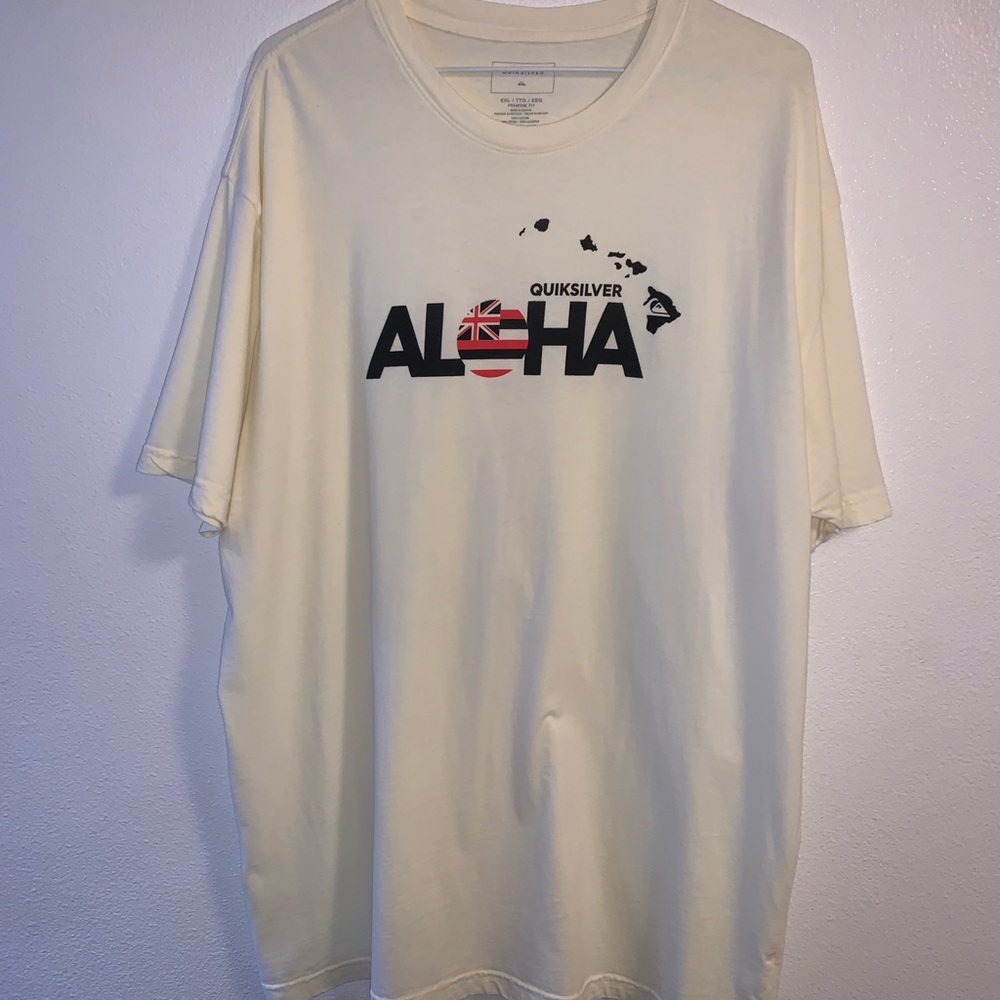 Quiksilver Off White Aloha British Flag T-shirt Size XXL